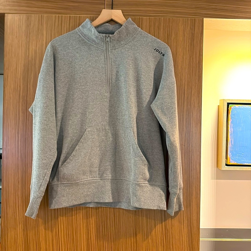 Jolyn:  Quarter-Zip Sweatshirt, Medium, Heathered Gray